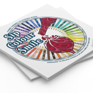 Sip Colour Smile wine-themed colouring book - paperback